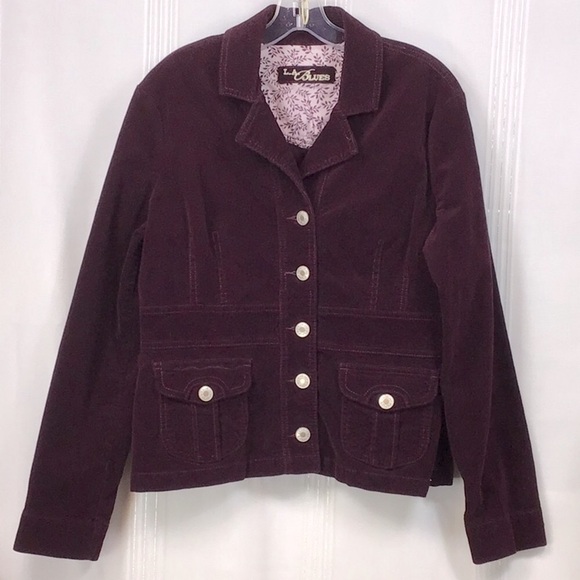 🍇VTG L.A.BLUES 90s Burgundy Corduroy Unique Design Riveted Metal Buttons - Picture 9 of 9
